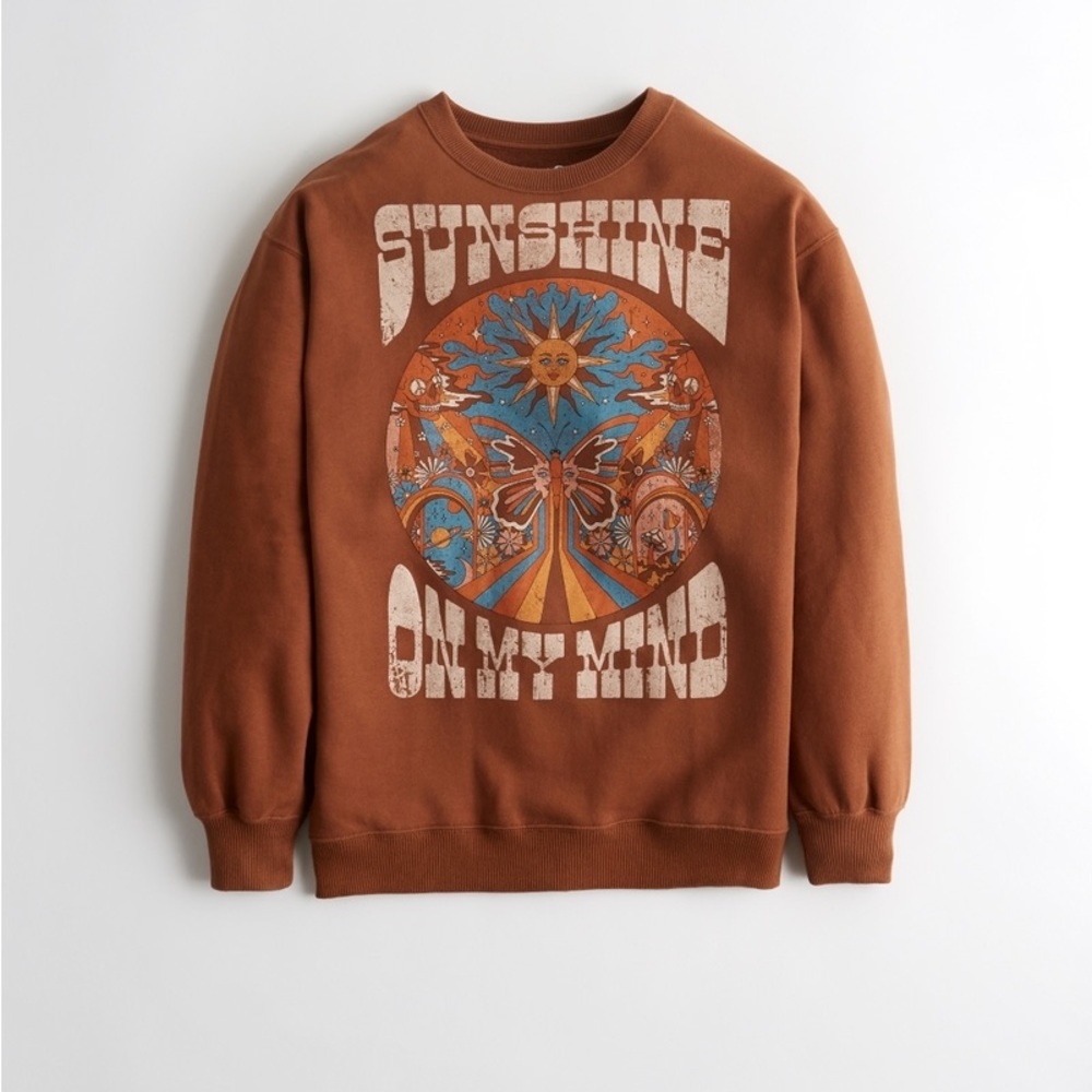 Hollister Brown Vintage Oversized Crewneck Sweatshirt